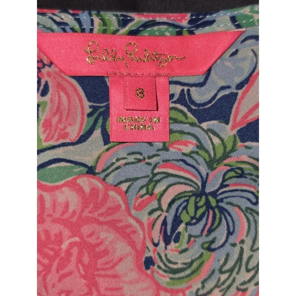 NWOT Lilly Pulitzer Cristiana Dress Oyster Bay Navy Always Be Blooming Size 8! - Picture 5 of 8